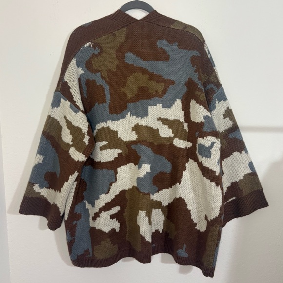 POL Neutral Camouflage open cardigan brown and blue with front pockets size L - Picture 8 of 12